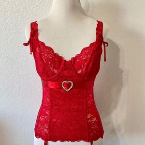 Frederick's red lace corset
